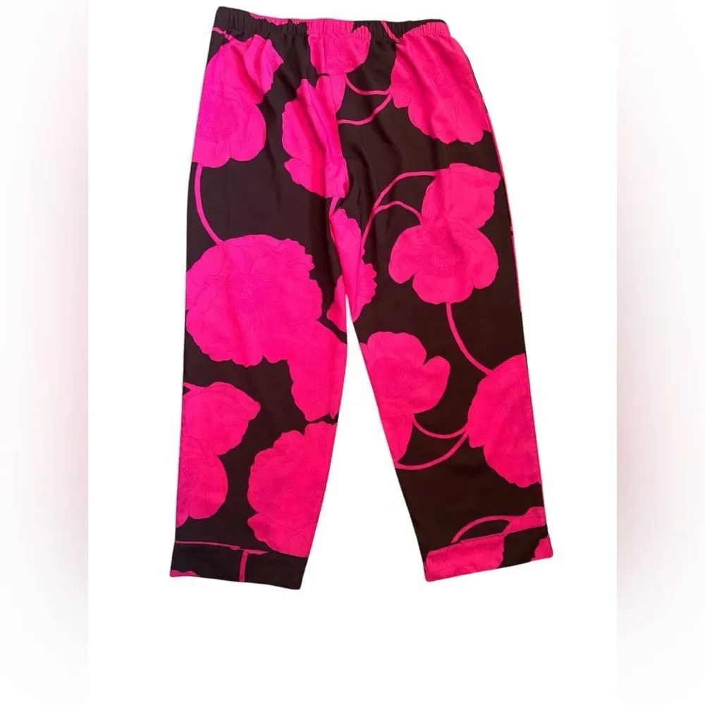 Ann Taylor‎ Floral Sleep Pants Pink Brown Women’s Size Large Drawstring Waist
